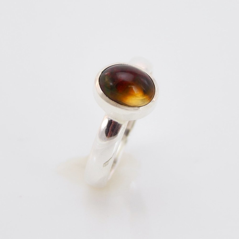 Genuine Black Ethiopian Opal Oval Cut Ring in 925 Sterling Silver - Picture 4 of 8